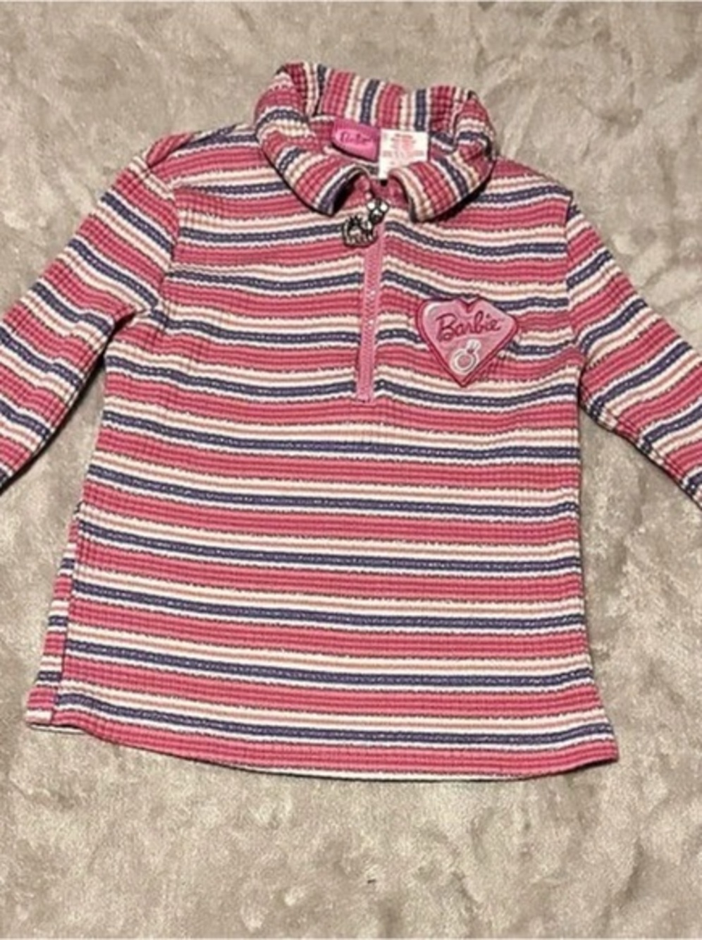 Vintage Barbie Girls Striped Zip-Up Top Pink & Purple Size 7/8